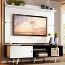 Ver imagem 1 de Rack Madesa Dubai e Painel para Tv até 65 Polegadas com Pés Preto/branco 7709 Cor:preto/branco
