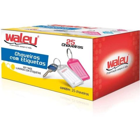 Chaveiro Organizador PLAST Etiquetas Cores Waleu 25UN
