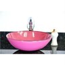 Kit 4 peças cuba de vidro redonda rosa + válvula + torneira - 4