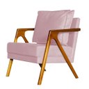 Ver imagem 1 de Poltrona Decorativa Mona Premium Madeira Maciça Linho Rosa