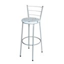 Ver imagem 2 de Banqueta Alta Cinza para Cozinha com Assento Estampado:floral Branco