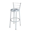 Ver imagem 1 de Banqueta Alta Cinza para Cozinha com Assento Estampado:floral Branco