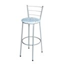 Ver imagem 3 de Banqueta Alta Cinza para Cozinha com Assento Estampado:floral Branco