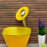 Kit 3 peças cuba de vidro quadrada amarelo+válvula+ torneira - 1