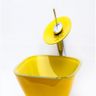 Kit 3 peças cuba de vidro quadrada amarelo+válvula+ torneira - 2