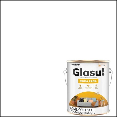 Tinta Acrílica Muda Fácil Fosco Glasu 3,6 Litros Branco