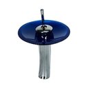 Ver imagem 2 de Kit 4 peças cuba de vidro azul+ válvula+ torneira + cifão