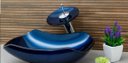 Ver imagem 6 de Kit 4 peças cuba de vidro azul+ válvula+ torneira + cifão