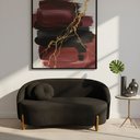 Ver imagem 1 de Sofá Orgânico 2 Lugares C/2 Almofadas Curvo Sala Recepção Amsterdã Suede Preto - Montanari's Decor