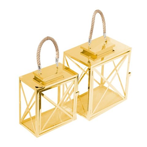 Conjunto Lanternas Marroquinas Dubai com Alça de Corda Dourada