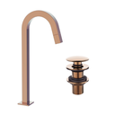 Ver imagem 1 de Kit Torneira de Mesa para Banheiro Bica Alta Quadrada e Válvula Click para Cuba 7/8 Rose-gold