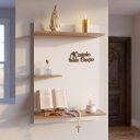 Ver imagem 3 de Prateleira Cantinho da Oração Painel Suspenso MDF Branco Amadeirado Letra 3D