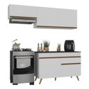 Ver imagem 2 de Armário Cozinha Modulada Compacta com Balcão 3 Peças Veneza Multimóveis Mp3765 Branco/dourado