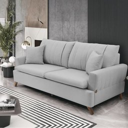 Sofa 3 Lugares 180 cm Eron Linho Cinza Vazzano - 8