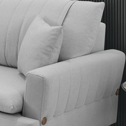 Sofa 3 Lugares 180 cm Eron Linho Cinza Vazzano - 5