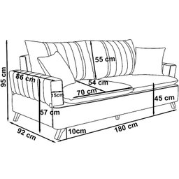 Sofa 3 Lugares 180 cm Eron Linho Cinza Vazzano - 4