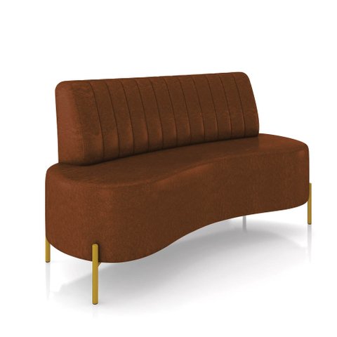 Sofá 2 Lugares Living 160cm Pé Ferro Dourado Maraú Sint Pu K01 - D'Rossi