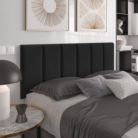 Cabeceira Estofada Dubai Para Cama Box Casal 1,40m Preto