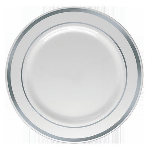 Prato Refeição Borda Prata 06 Unidades