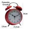 Relógio Despertador RUIKE Volume Alto Sinos Estilo Antigo A1 CORPO DE METAL AÇO VERMELHO - 5