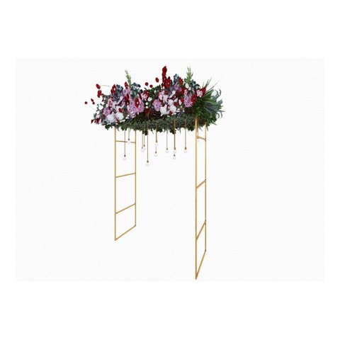 Gazebo Telado Pergolado Dourado para Decorar com Flores, 200cm Portátil e Desmontável