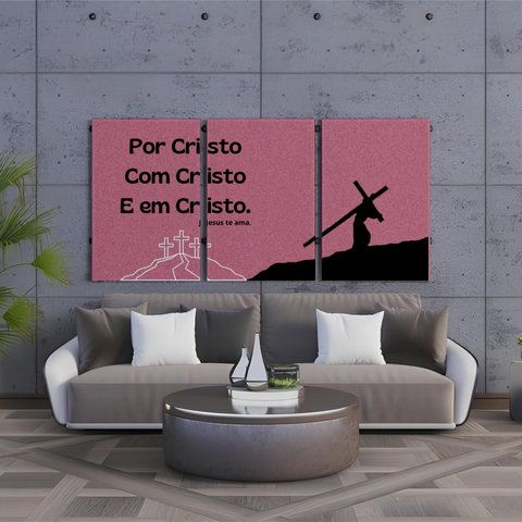 Kit 3 Quadro Decorativo Cristão Jesus Evangélico Gospel 28x20cm