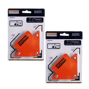 Kit 2 Esquadro Magnético 12kg Starfer 3 Pol. (75mm) Starfer
