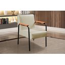 Ver imagem 3 de Kit 4 Poltrona Jade Braço Metal Cadeira Decorativa Recepção Sala Escritório - Corino Bege