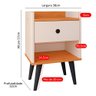 Mesa Cabeceira Off White/Cinamomo 1 Gaveta Nicho Decorativo Pés Retrô Mesinha Quarto Pés Preto - 5