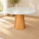 Ver imagem 1 de Mesa de Jantar Cone Redonda Laminado em Madeira 120cm Cairo Branco/Off White/Cinamomo