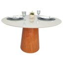 Ver mais imagens de Mesa de Jantar Cone Redonda Laminado em Madeira 120cm Cairo Branco/Off White/Cinamomo