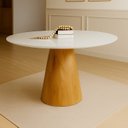 Ver imagem 1 de Mesa de Jantar Cone Redonda Laminado em Madeira 120cm Cairo Branco/Off White/Cinamomo