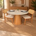 Ver imagem 3 de Mesa de Jantar Cone Redonda Laminado em Madeira 120cm Cairo Branco/Off White/Cinamomo