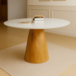 Mesa de Jantar Cone Redonda Laminado em Madeira 120cm Cairo