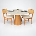 Ver imagem 4 de Mesa de Jantar Cone Redonda Laminado em Madeira 120cm Cairo Branco/Off White/Cinamomo