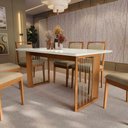 Ver imagem 4 de Conjunto Sala de Jantar Lina em Madeira Maciça 6 Cadeiras Boucle Bege