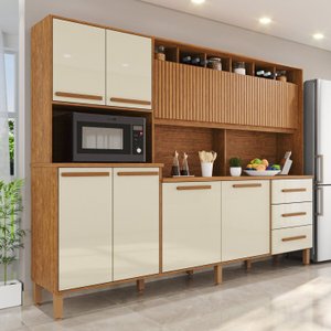 Armário de Cozinha 9 Portas 3 Gavetas 100% Mdf Isabella