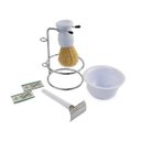 Ver imagem 3 de Kit Para Barbear Masculino Retro Vintage Lamina Metal Navalha Suporte Metal Saboneteira Pincel: Bran