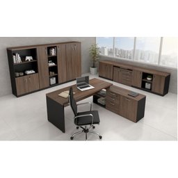 Mesa Escritório Presidente 1,90 x 1,60 C/ Armário Web40 Ameixa / Preto - 4