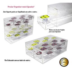 SUPORTE ACRÍLICO PORTA CÁPSULAS BBLEND 2 GAVETAS PARA 20 CÁPSULAS PC-BB-20 CENTAURI ACRÍLICOS Centau - 3