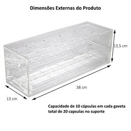 SUPORTE ACRÍLICO PORTA CÁPSULAS BBLEND 2 GAVETAS PARA 20 CÁPSULAS PC-BB-20 CENTAURI ACRÍLICOS Centau - 4