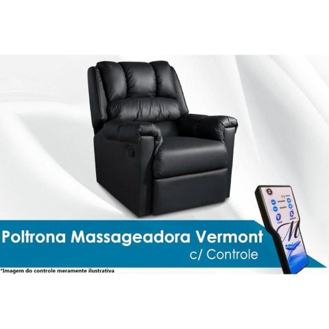 Poltrona Reclinável c/Massagem p/ Sala Vermont Zero Wall Courano Preto - Probel