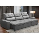 Ver imagem 2 de Sofá Retrátil Reclinável para Sala 4 Lugares 290cm Aires F04 Veludo Cinza Claro - Lyam Decor