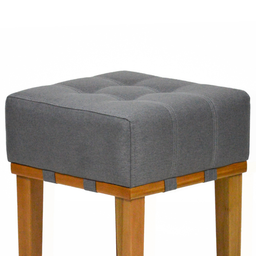 Puff Quadrado Para Sala Madeira Maciça 45 Cm Linho Cinza Chumbo - 4