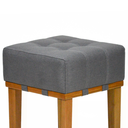 Ver imagem 4 de Puff Quadrado Para Sala Madeira Maciça 45 Cm Linho Cinza Chumbo