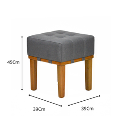Puff Quadrado Para Sala Madeira Maciça 45 Cm Linho Cinza Chumbo - 5