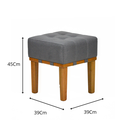 Ver imagem 5 de Puff Quadrado Para Sala Madeira Maciça 45 Cm Linho Cinza Chumbo