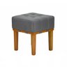 Puff Quadrado Para Sala Madeira Maciça 45 Cm Linho Cinza Chumbo - 1