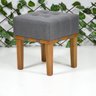 Puff Quadrado Para Sala Madeira Maciça 45 Cm Linho Cinza Chumbo - 3