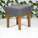 Ver imagem 3 de Puff Quadrado Para Sala Madeira Maciça 45 Cm Linho Cinza Chumbo